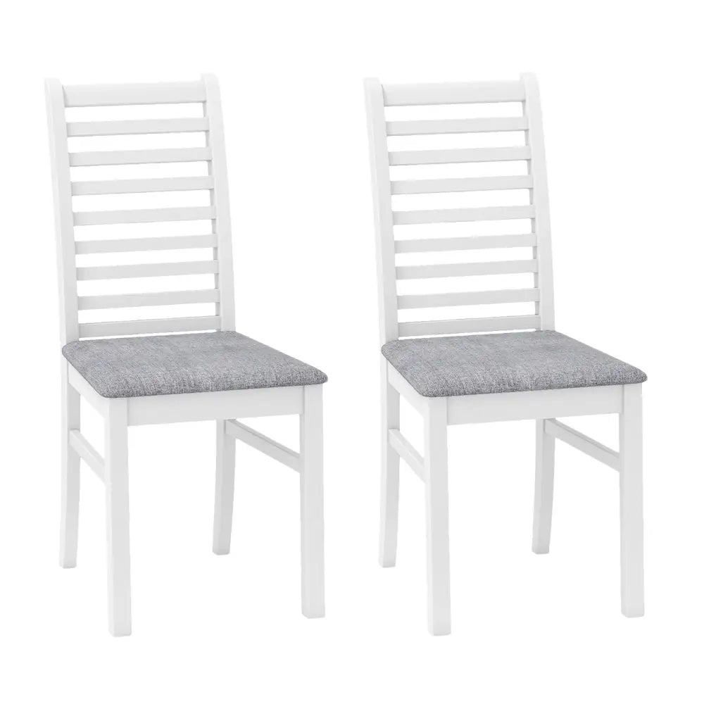 Set of 2 Wooden Dining Chair with Rubber Wood Legs for Living Room-White - White - Dining Chairs