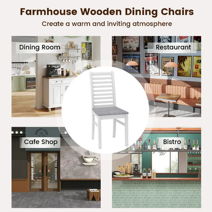 Set of 2 Wooden Dining Chair with Rubber Wood Legs for Living Room-White - White - Dining Chairs