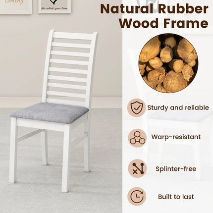 Set of 2 Wooden Dining Chair with Rubber Wood Legs for Living Room-White - White - Dining Chairs