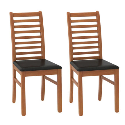 Set of 2 Wooden Dining Chair with Rubber Wood Legs for Living Room-Brown - Brown - Dining Chairs