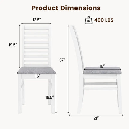 Set of 2 Wooden Dining Chair with Rubber Wood Legs for Living Room-White - White - Dining Chairs