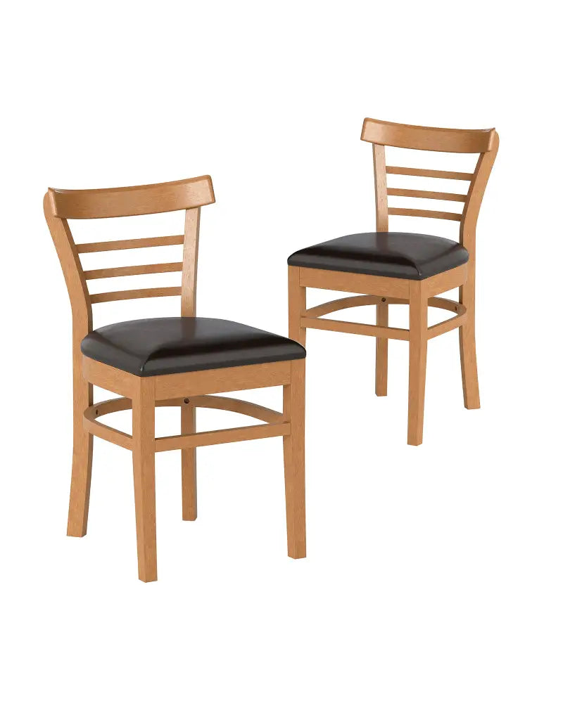 Set of 2 Wooden Dining Chair with Rubber Wood Legs for Restaurant-Brown - Brown - Dining Chairs