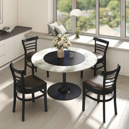 Set of 2 Wooden Dining Chair with Rubber Wood Legs for Restaurant-Black - Black - Dining Chairs