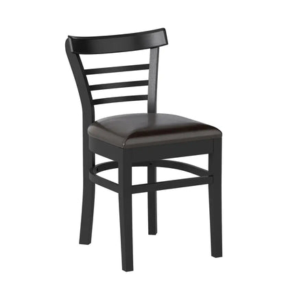 Set of 2 Wooden Dining Chair with Rubber Wood Legs for Restaurant-Black - Black - Dining Chairs