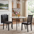 Set of 2 Wooden Dining Chairs Upholstered Kitchen Chairs with Rubber Wood Frame-Black - Black - Dining Chairs
