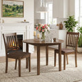 Set of 2 Wooden Dining Chairs Upholstered Kitchen Chairs with Rubber Wood Frame-Brown - Brown - Dining Chairs