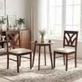 Set of 2 Wooden Dining Chairs Upholstered with Hollowed Backrest and Soft Padded Seat-Brown - Brown - Dining Chairs