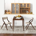 Set of 2 Wooden Folding Dining Chair with Linen Fabric Padded Seat and Backrest-Coffee - Coffee - Dining Chairs