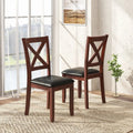 Set of 2 Wooden Kitchen Dining Chair with Padded Seat and Rubber Wood Legs-Black - Black - Dining Chairs