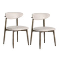 Set of 2 Wooden Modern Upholstered Dining Chairs with Curved Backrest-Beige - Beige - Dining Chairs