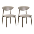 Set of 2 Wooden Modern Upholstered Dining Chairs with Curved Backrest-Gray - Gray - Dining Chairs