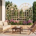 Set of 2 Wooden Raised Garden Bed with Trellis 71’’ Outdoor Planter Box Privacy Screen-Natural - Natural - Raised
