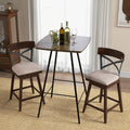 Set of 2 Wooden Swivel Bar Stools with Cushioned Seat and Open X Back-25 inches - Brown - Bar Stools