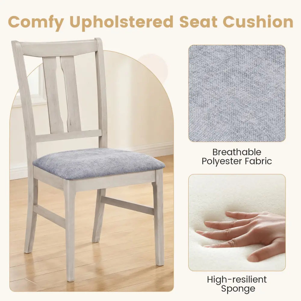 Set of 2 Wooden Upholstered Dining Chairs with High Curved Back-Gray - Gray - Dining Chairs