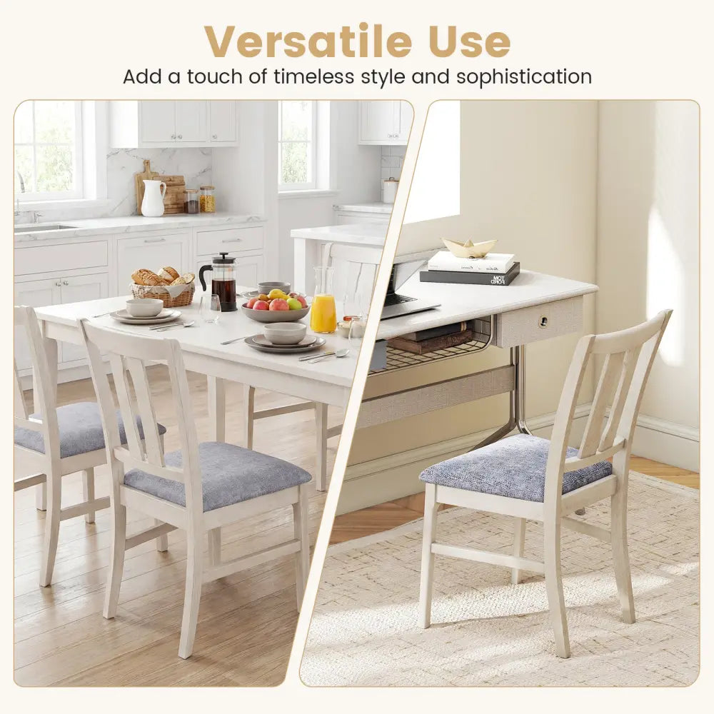 Set of 2 Wooden Upholstered Dining Chairs with High Curved Back-Gray - Gray - Dining Chairs
