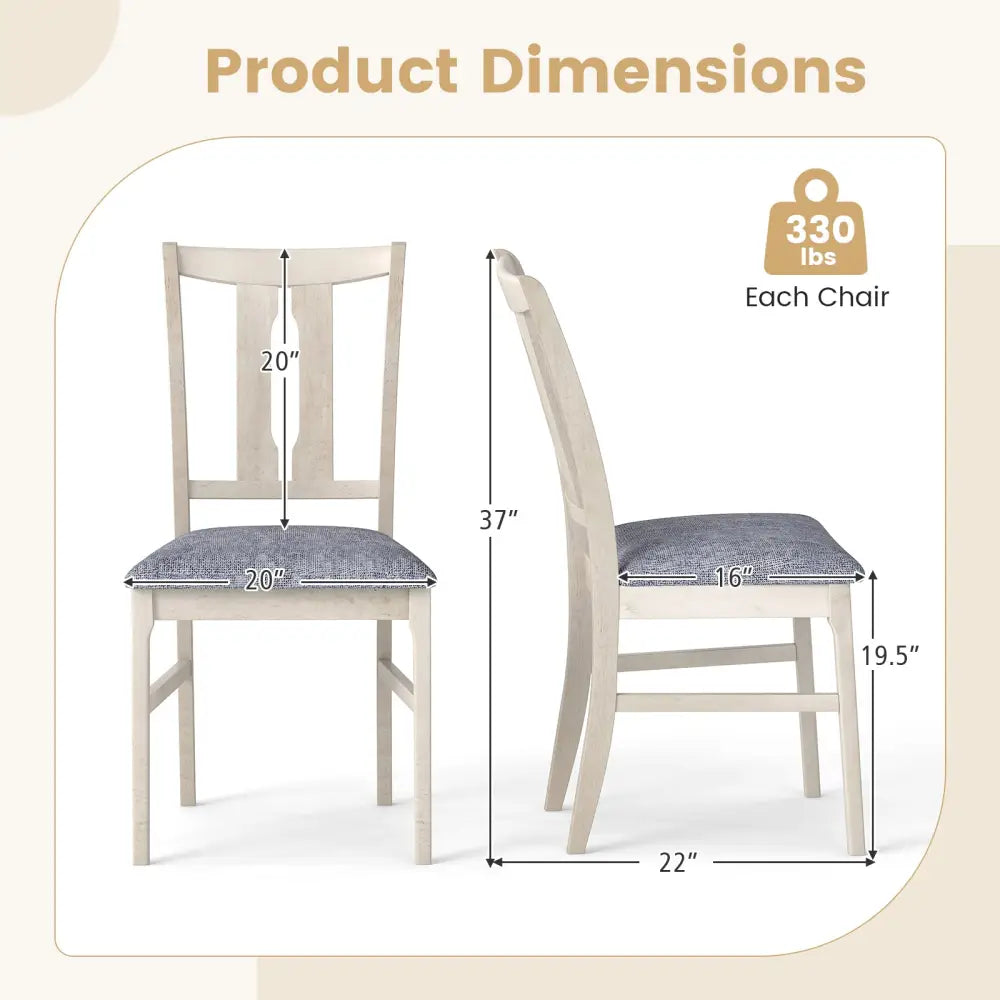 Set of 2 Wooden Upholstered Dining Chairs with High Curved Back-Gray - Gray - Dining Chairs