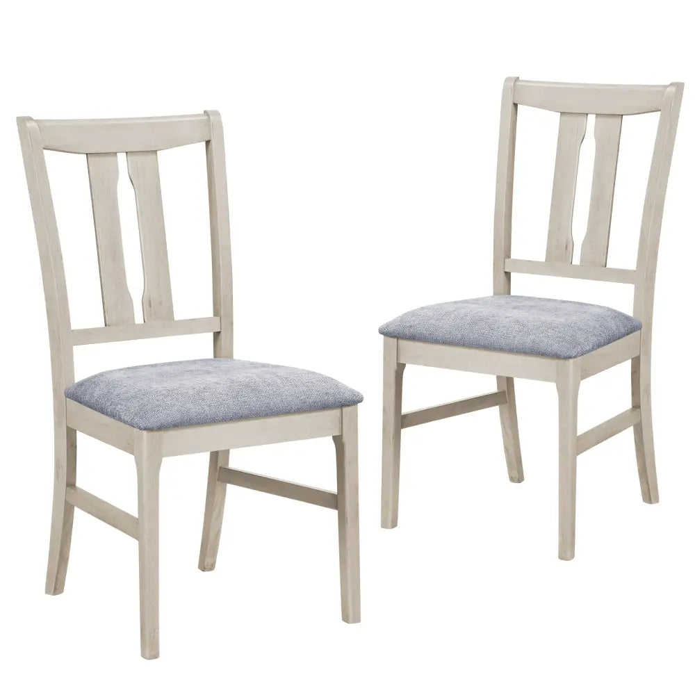 Set of 2 Wooden Upholstered Dining Chairs with High Curved Back-Gray - Gray - Dining Chairs