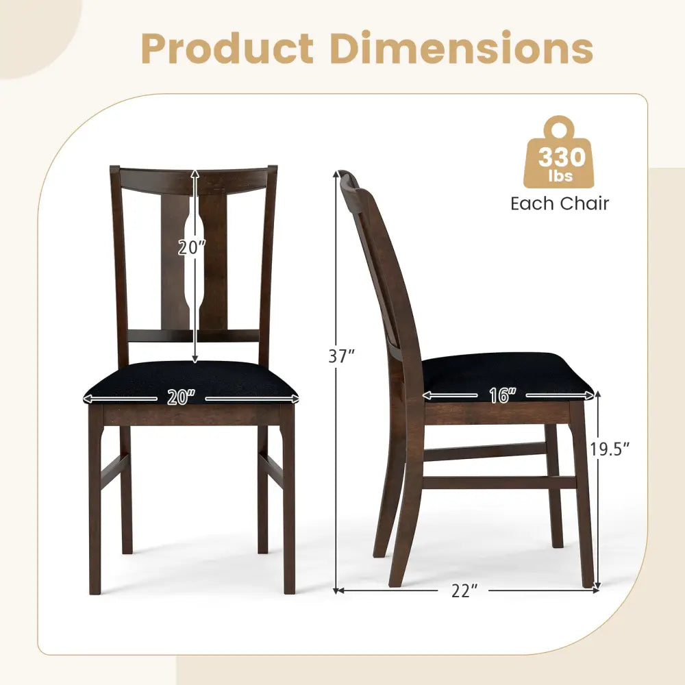 Set of 2 Wooden Upholstered Dining Chairs with High Curved Back-Walnut - Walnut - Dining Chairs