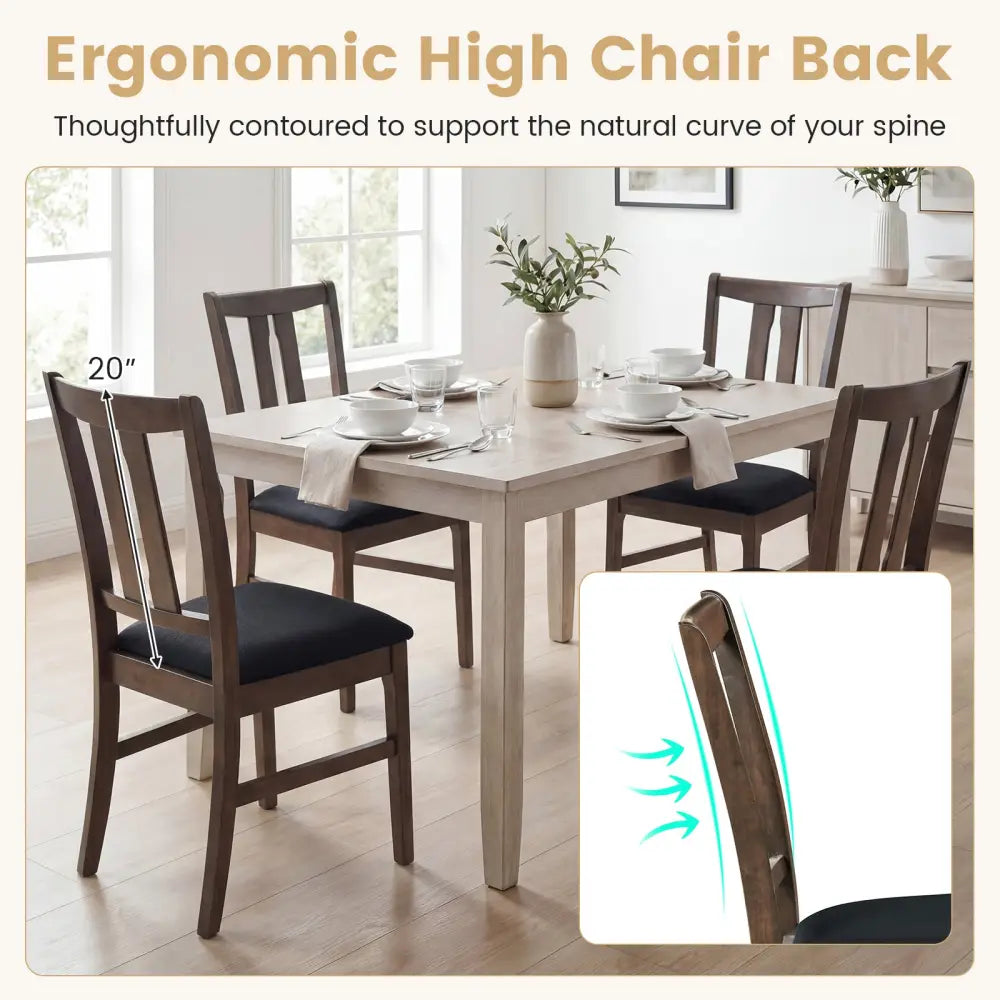 Set of 2 Wooden Upholstered Dining Chairs with High Curved Back-Walnut - Walnut - Dining Chairs