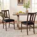Set of 2 Wooden Upholstered Dining Chairs with High Curved Back-Walnut - Walnut - Dining Chairs