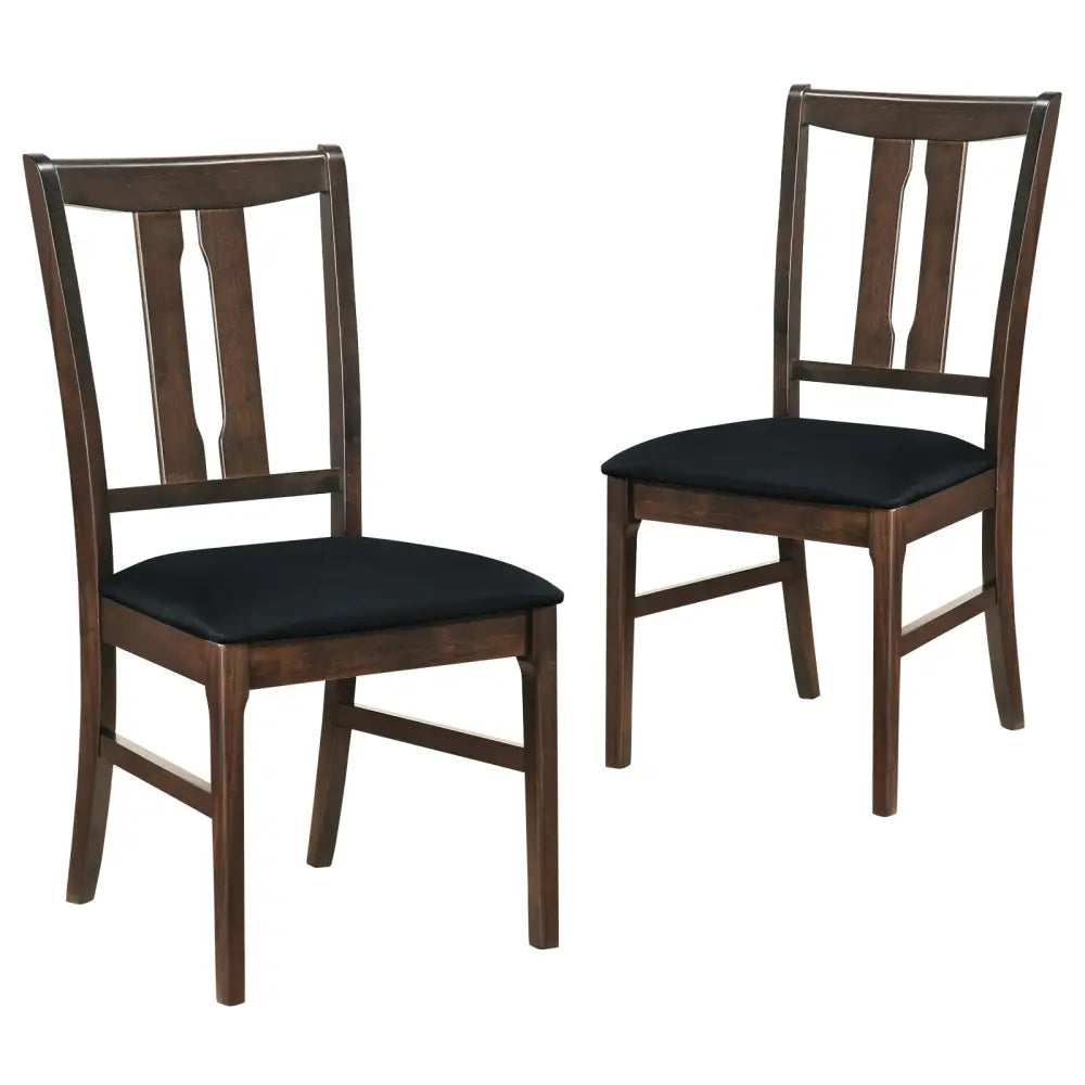 Set of 2 Wooden Upholstered Dining Chairs with High Curved Back-Walnut - Walnut - Dining Chairs
