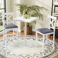 Set of 2 X-Back Bar Stools with Upholstered Cushioned Seats-White - White - Bar Stools