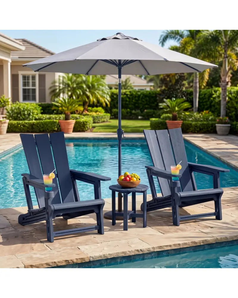 Set of 2ï»¿ Outdoor Adirondack Chairs with Cup Holder-Blue - Blue - Adirondack Chairs