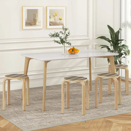 Set of 4 18 Inch Stackable Bentwood Dining Chairs with Round Top-Yellow - Yellow - Dining Chairs
