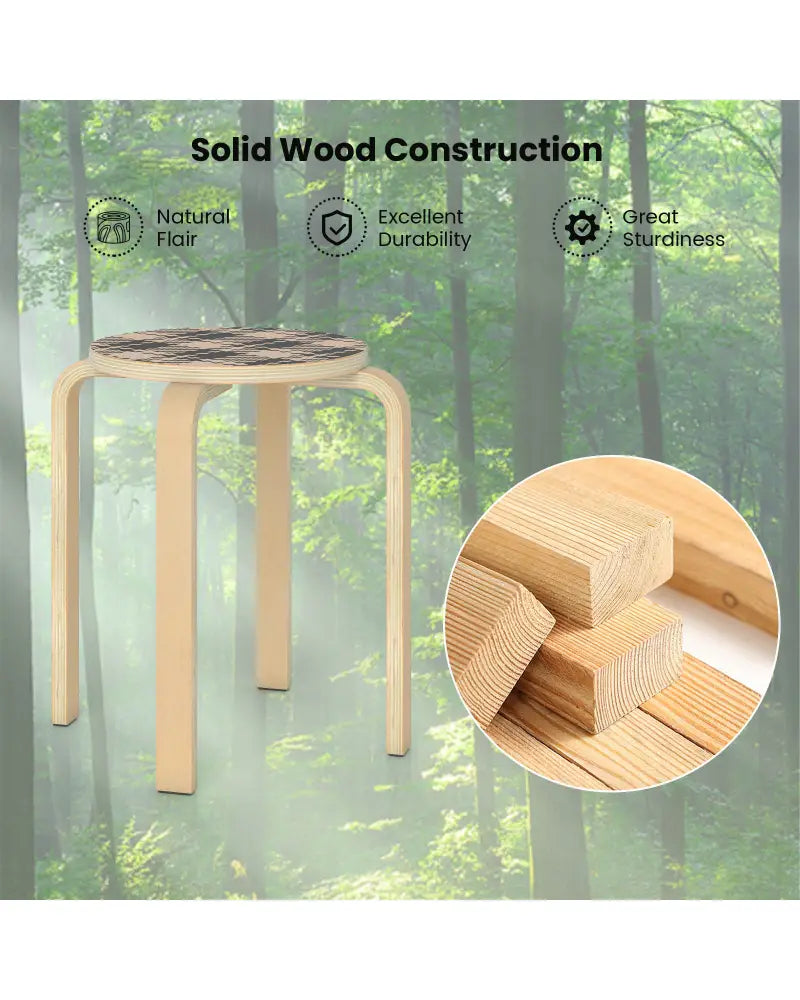 Set of 4 18 Inch Stackable Bentwood Dining Chairs with Round Top-Yellow - Yellow - Dining Chairs