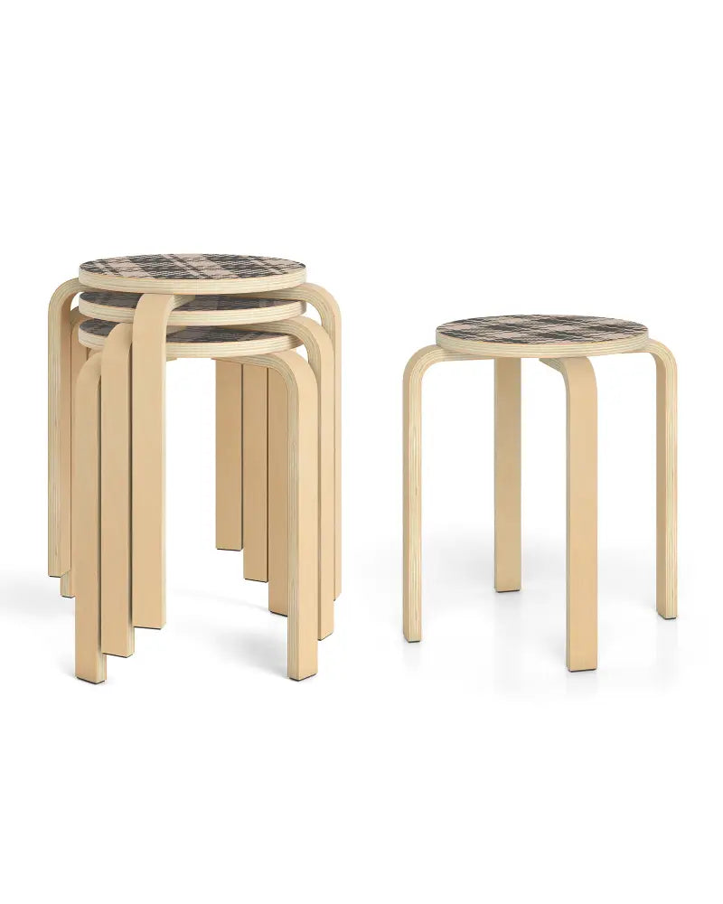 Set of 4 18 Inch Stackable Bentwood Dining Chairs with Round Top-Yellow - Yellow - Dining Chairs