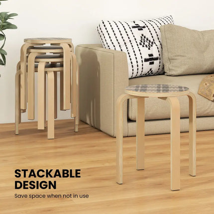 Set of 4 18 Inch Stackable Bentwood Dining Chairs with Round Top-Yellow - Yellow - Dining Chairs