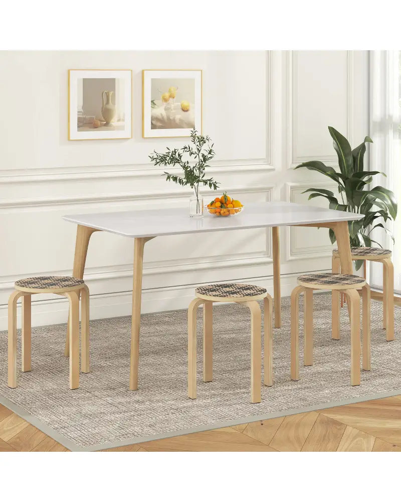 Set of 4 18 Inch Stackable Bentwood Dining Chairs with Round Top-Yellow - Yellow - Dining Chairs