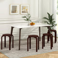 Set of 4 18 Inch Stackable Bentwood Dining Chairs with Round Top-Dark Brown - Dark Brown - Dining Chairs