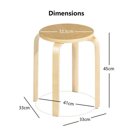 Set of 4 18 Inch Wood Home Backless Dining Chairs - Natural - Dining Chairs