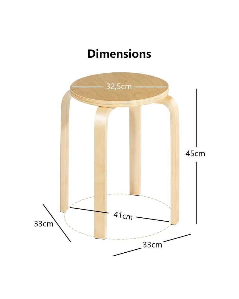 Set of 4 18 Inch Wood Home Backless Dining Chairs - Natural - Dining Chairs