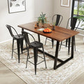 Set of 4 Bar Height Chairs Stackable Metal Bar Stools with Removable Backrest-Black Costway