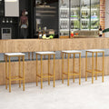 Set of 4 Bar Stool Set 26 Inch Bar Chair with Metal Legs and Footrest-White - White - Bar Stools