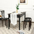 Set of 4 Bentwood Round Stool Stackable Dining Chairs with Padded Seat-Black - Black - Dining Chairs