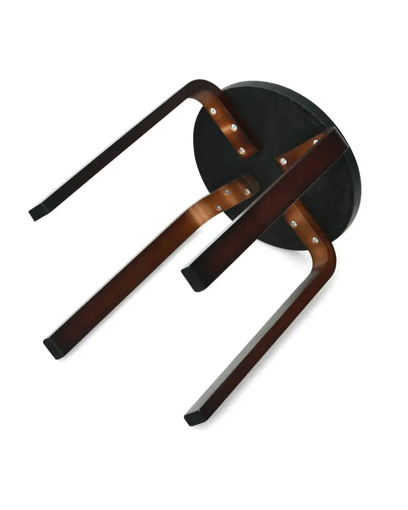 Set of 4 Bentwood Round Stool Stackable Dining Chairs with Padded Seat-Black - Black - Dining Chairs