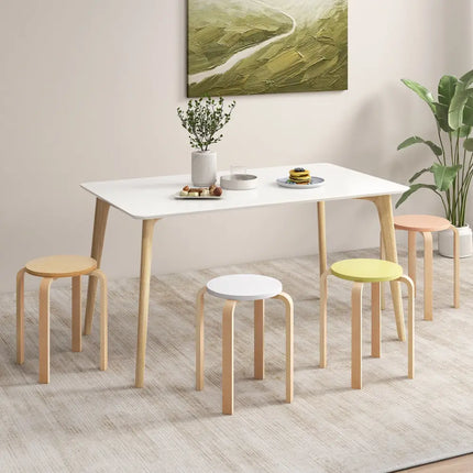 Set of 4 Bentwood Stackable Stools Dining Stools with Round Tops-Multicolor - Multicolor - Bar Stools