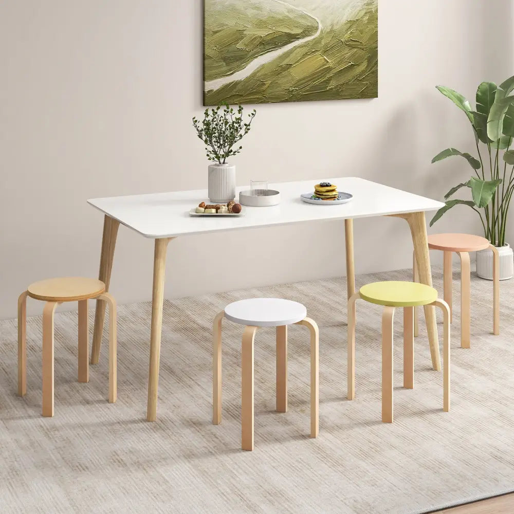 Set of 4 Bentwood Stackable Stools Dining Stools with Round Tops-Multicolor - Multicolor - Bar Stools