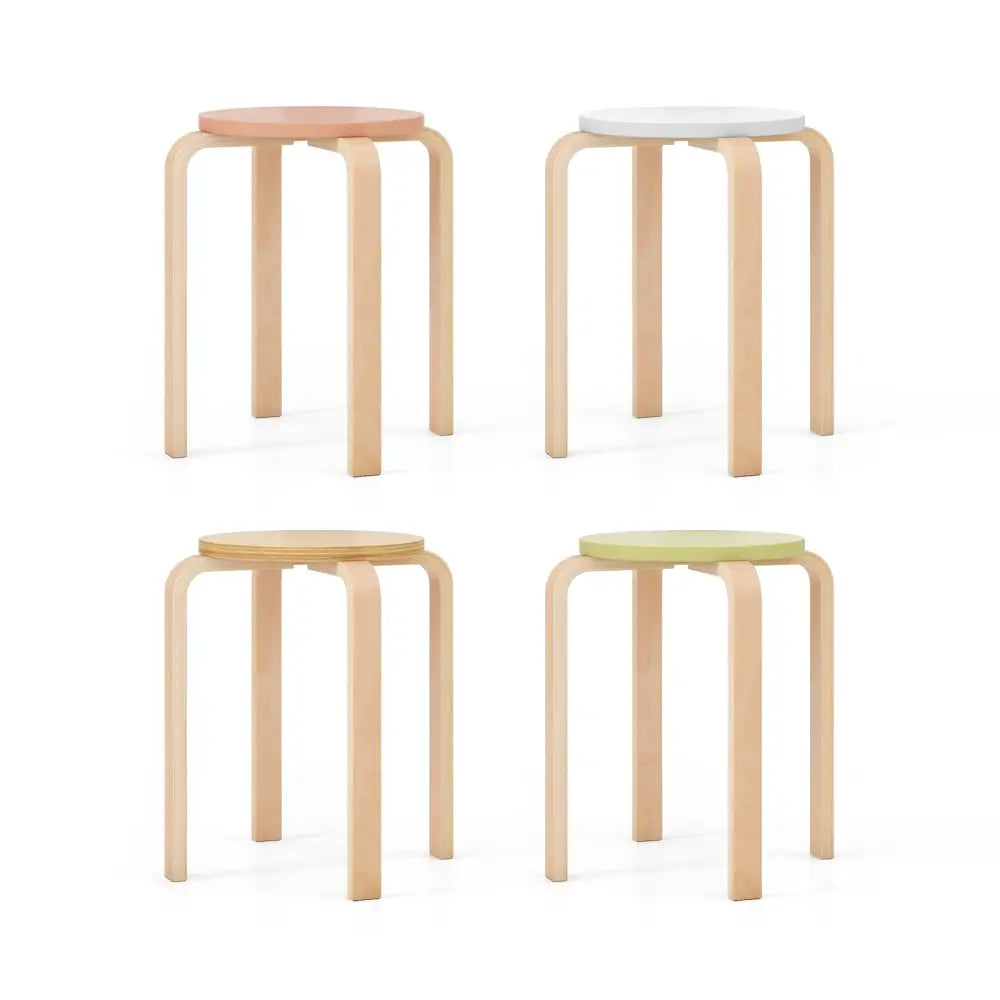 Set of 4 Bentwood Stackable Stools Dining Stools with Round Tops-Multicolor - Multicolor - Bar Stools