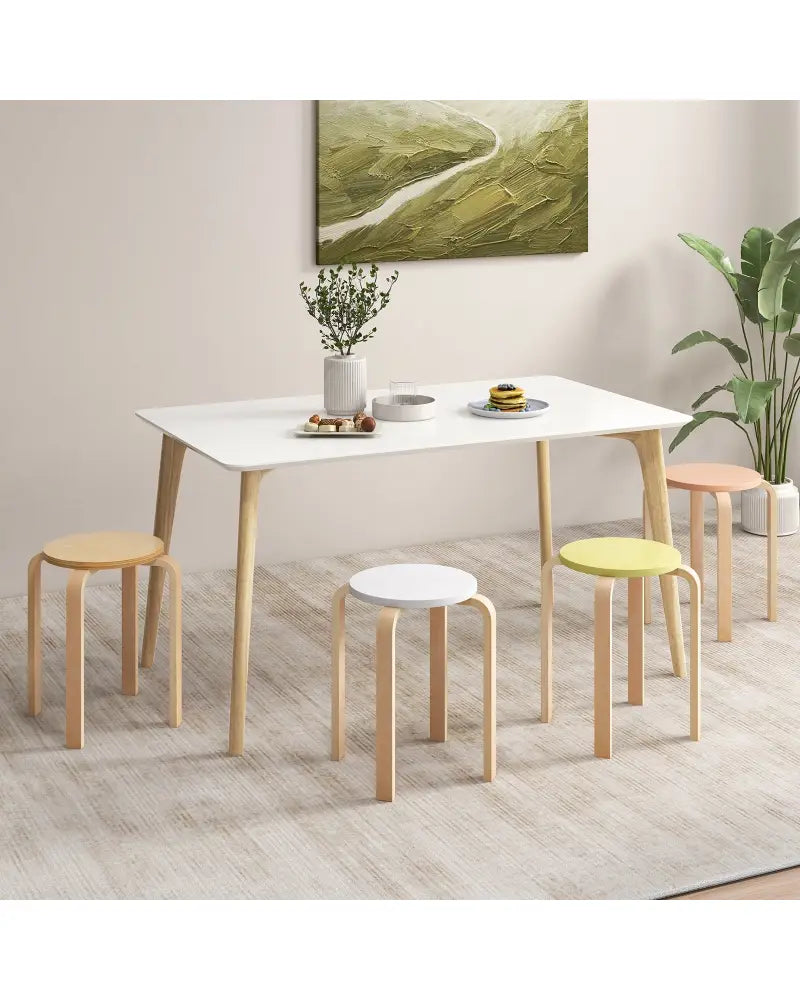 Set of 4 Bentwood Stackable Stools Dining Stools with Round Tops-Multicolor - Multicolor - Bar Stools