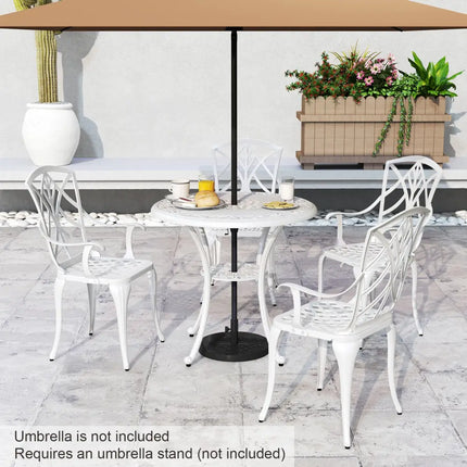 Set of 4 Cast Aluminum Patio Dining Chairs with Armrests and Decorative Patterns - White - Patio Dining Chairs
