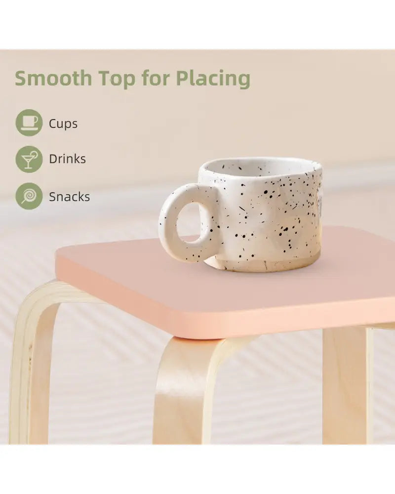 Set of 4 Colorful Square Stools with Anti-slip Felt Mats-Multicolor - Multicolor - Dining Chairs