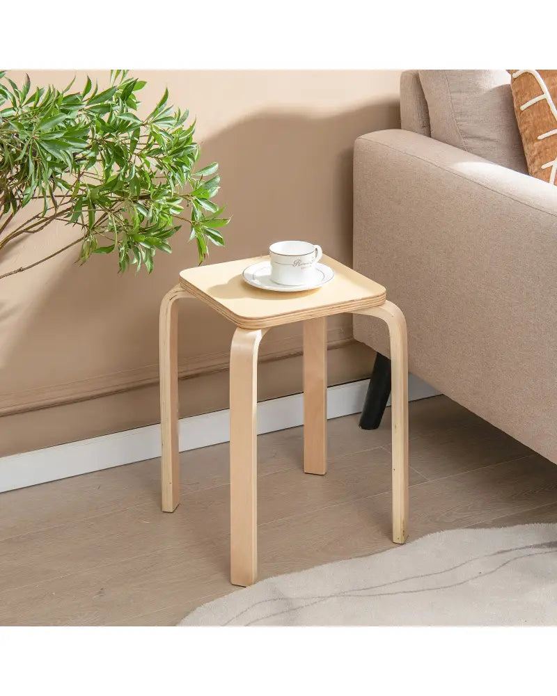 Set of 4 Colorful Square Stools with Anti-slip Felt Mats-Multicolor - Multicolor - Dining Chairs