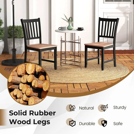 Set of 4 Dining Chair Spindle Back Wooden Legs - Black - Dining Chairs