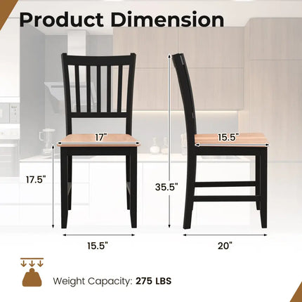 Set of 4 Dining Chair Spindle Back Wooden Legs - Black - Dining Chairs