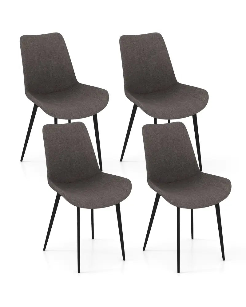 Set of 4 Dining Chair Upholstered with Metal Legs and Padded Backs-Gray - Gray - Dining Chairs