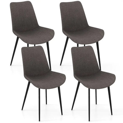 Set of 4 Dining Chair Upholstered with Metal Legs and Padded Backs-Gray - Gray - Dining Chairs